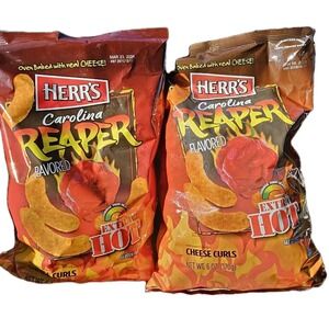 Herr's Carolina Reaper Cheese Curls | Extra Hot & Cheesy Snack, 2 Big Bags Pack